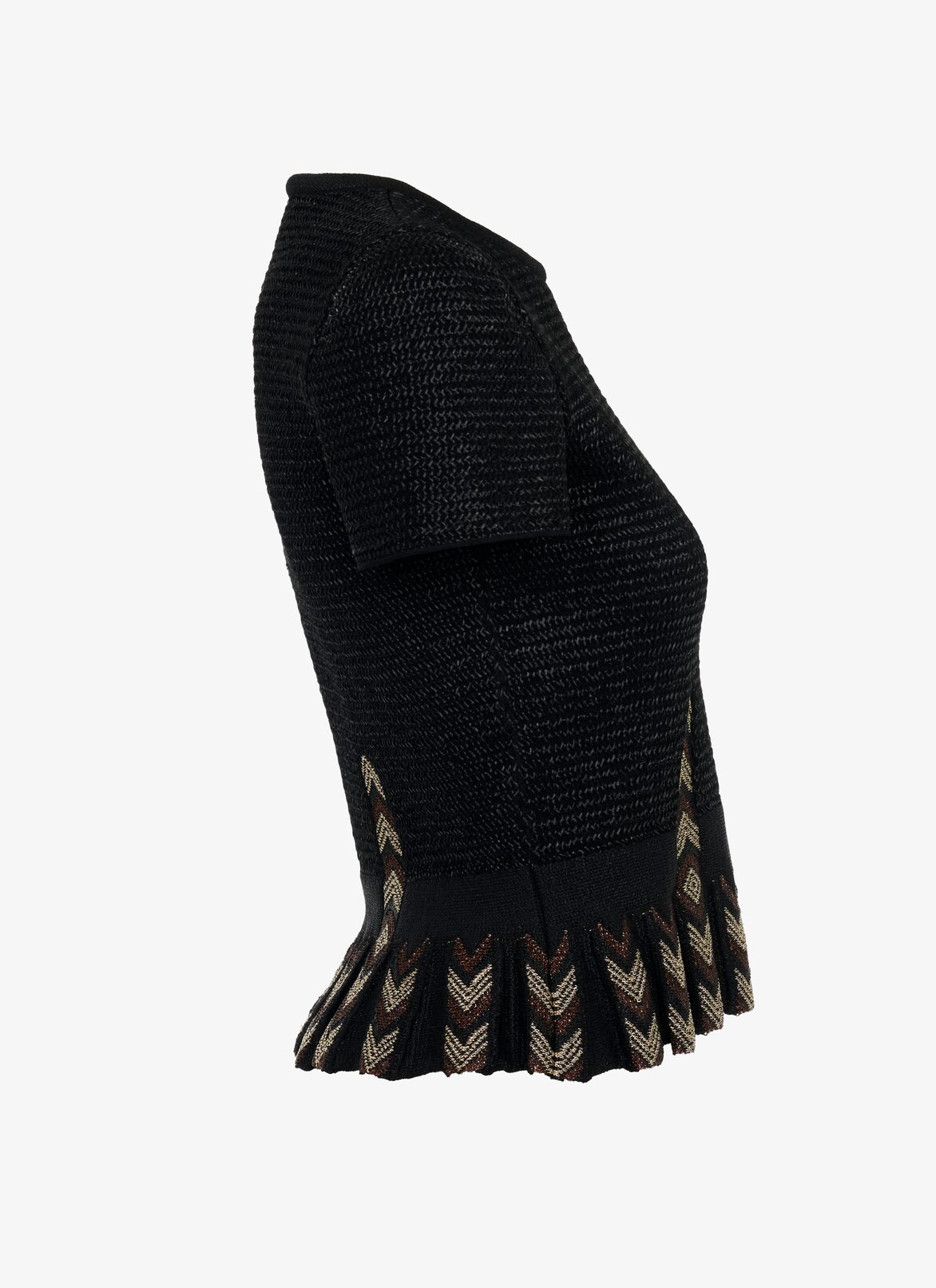 Short-sleeved raffia sweater
 ALAÏA BLACK/GOLD SHORT-SLEEVED RAFFIA SWEATER